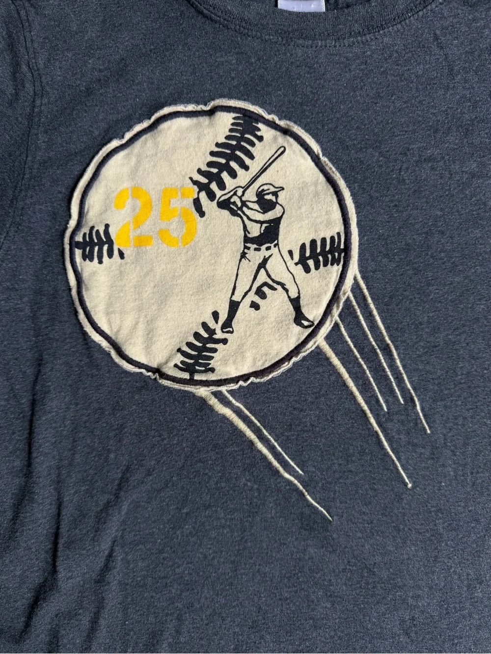 Gymboree Boys Heather Navy Blue Baseball Player #25 Graphic Tee Shirt Size 7